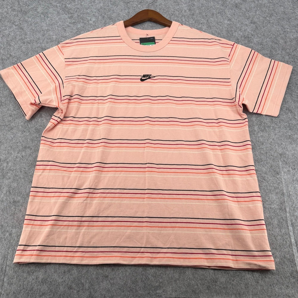 Nike Sportswear Loose Fit Striped Tee Arctic Orange Mens XL DB6531-800 NWT